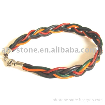 Braided Leather Bracelet with silver clasp